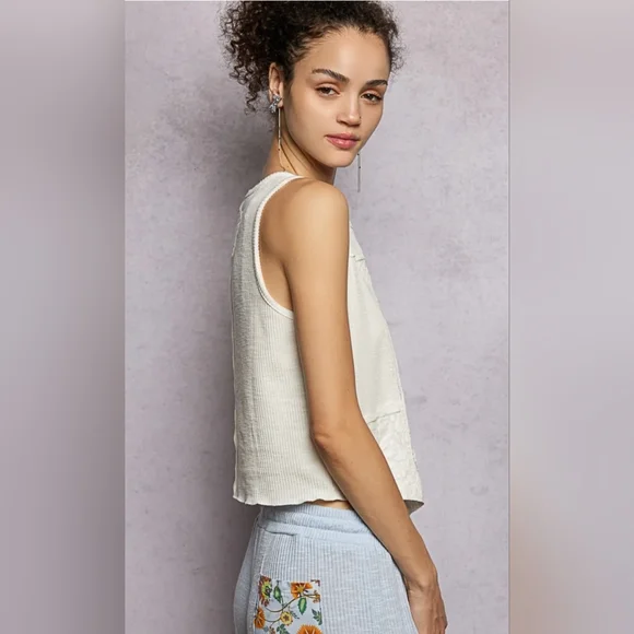 #1132 POL Ghost Flower Patchwork Top - Picture 10 of 14